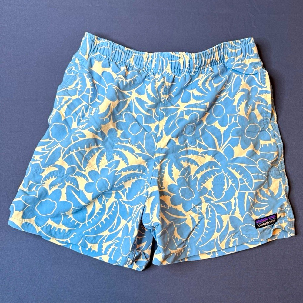 Patagonia KIDS Floral Blue Swim Shorts XL Regular Elastic Waist Mesh Lined